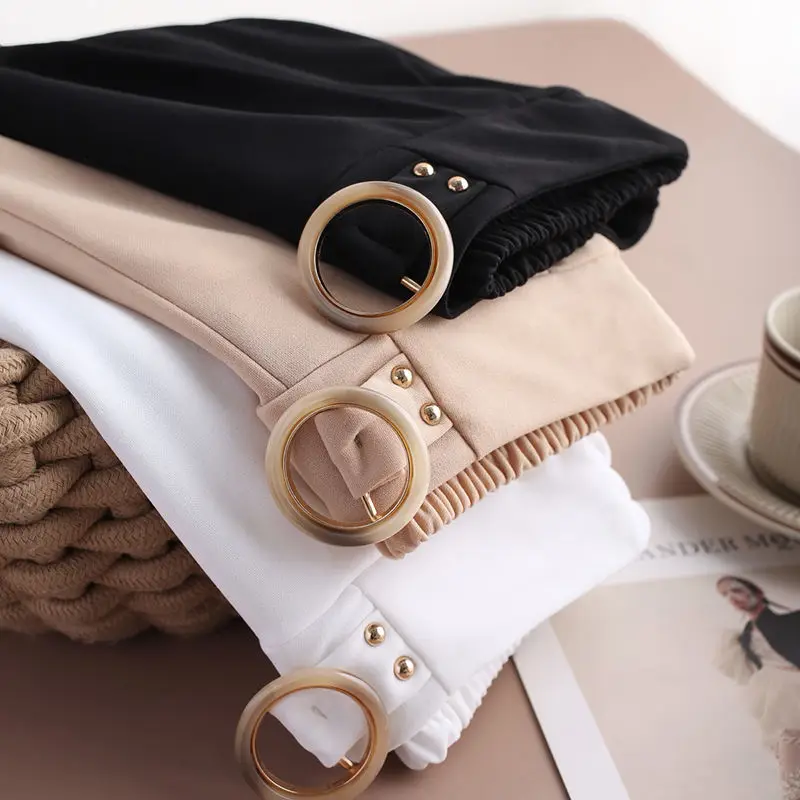 Женские шаровары с высокой талией высокое качество женская офисная одежда