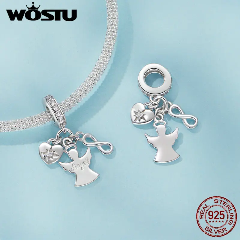 Женский браслет из серебра 925 пробы с кулоном в виде ангела