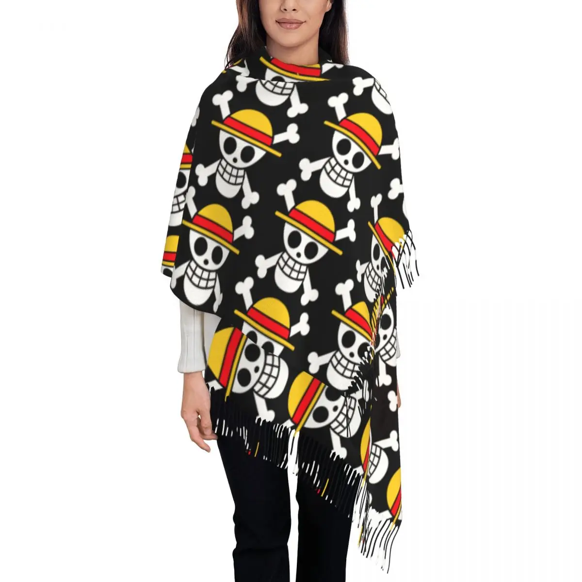 

Personalized Printed One Pieces Team Luffy Scarf Men Women Winter Fall Warm Scarves Straw Hat Pirates Skull Shawl Wrap