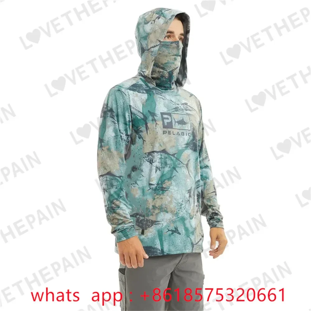 

Elagic рыболовная Рубашка летняя с длинным рукавом UPF 50 + быстросохнущая дышащая маска с капюшоном одежда для рыбалки свитшот для рыбалки с защитой от УФ-лучей