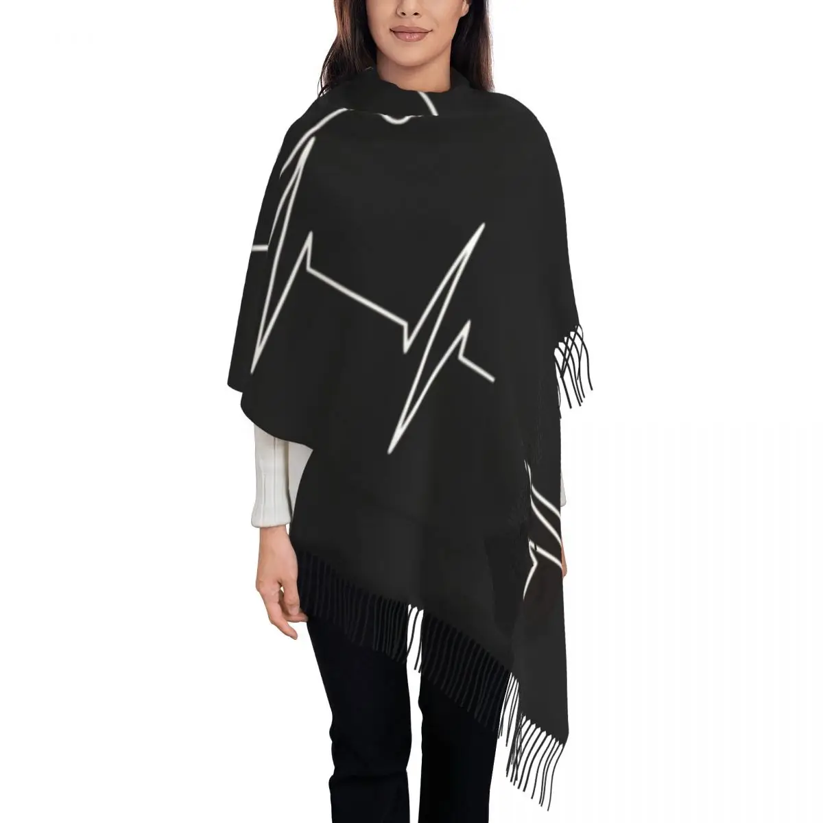 Модные зимние теплые шали с рисунком в виде сердечек