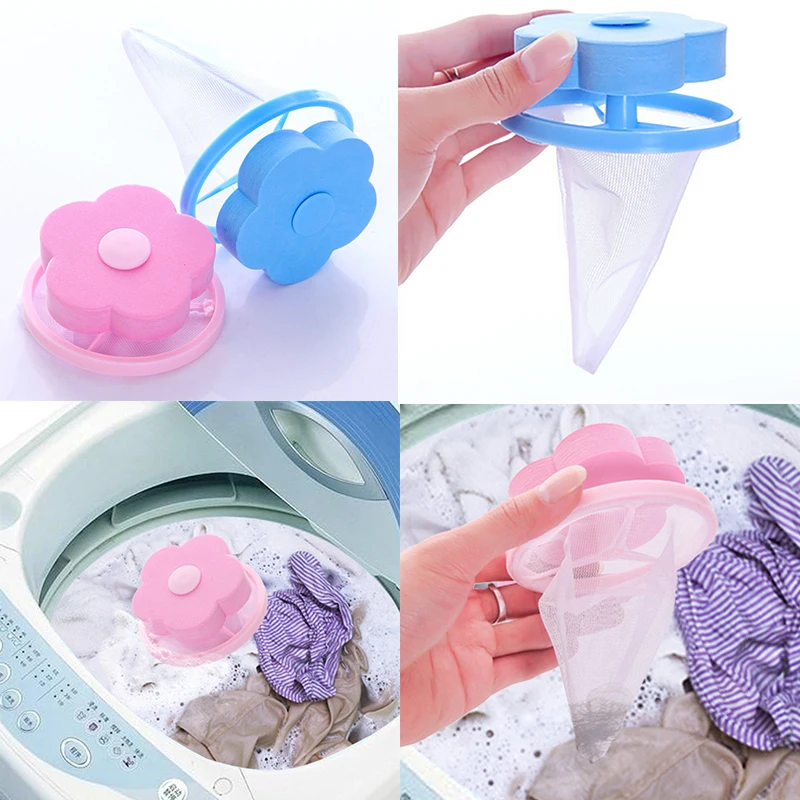 

2/4/5PCS Household Floating Lint Hair Catcher Dirt Catch Hair Filter Trap Reusable Dirty Collection Filter Bag Dropshipping