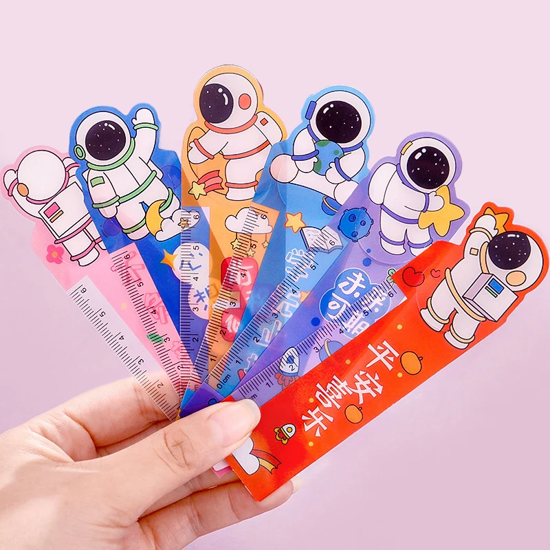

6pcs/set Creative Cartoon Astronaut Bookmark Ruler Student Multifunctional Ruler Inspirational Text Bookmark School Supplies