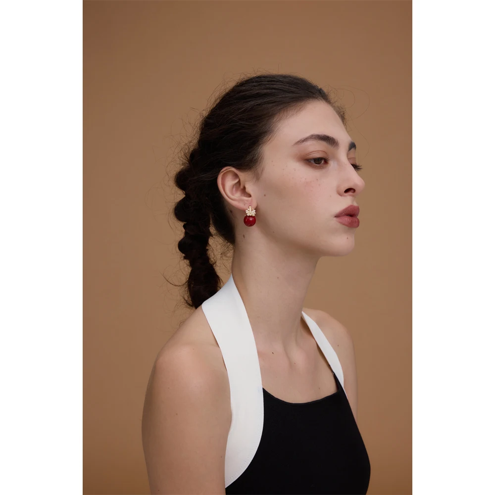 Серьги-подвески Mchic бордовые из меди