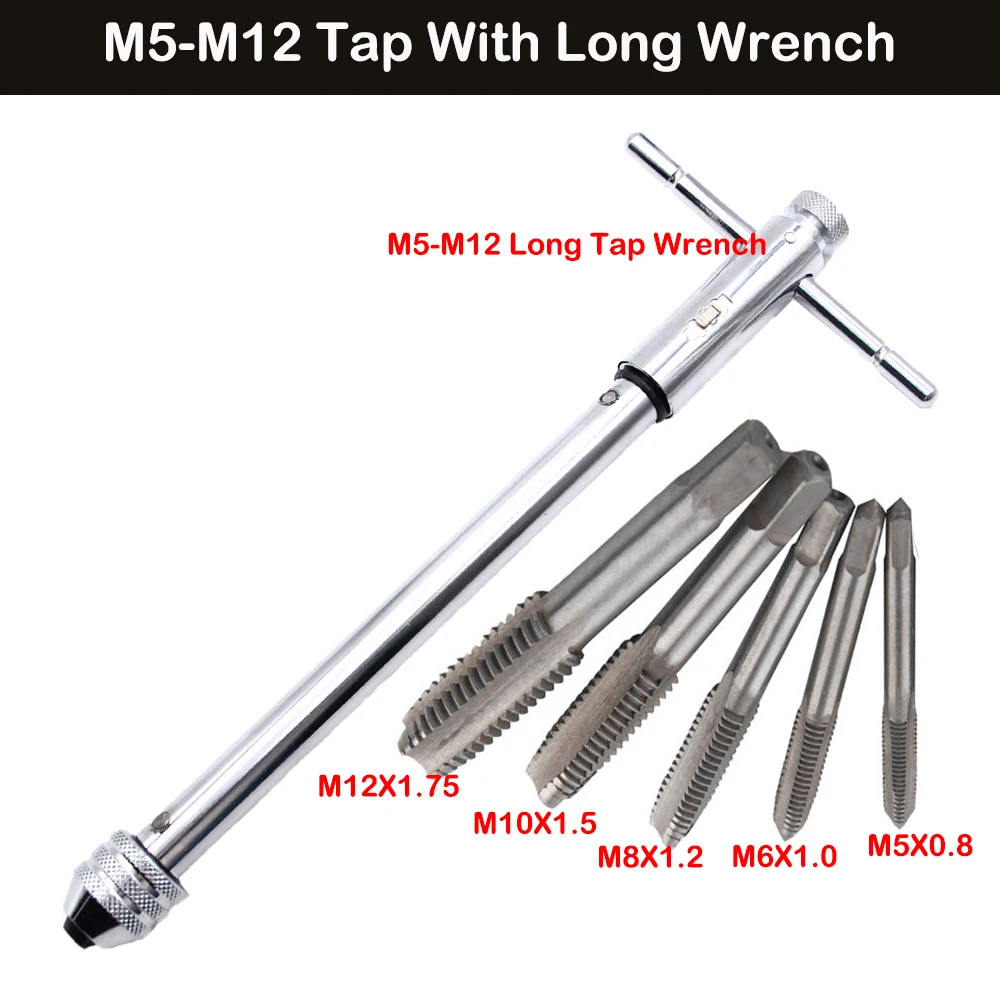 M3-M12 Tap Wrench Adjustable Ratchet Spanner T Shaped Lengthened Taps Spanner Handle Male Screw Set Extractor Manual Hand Tool images - 6