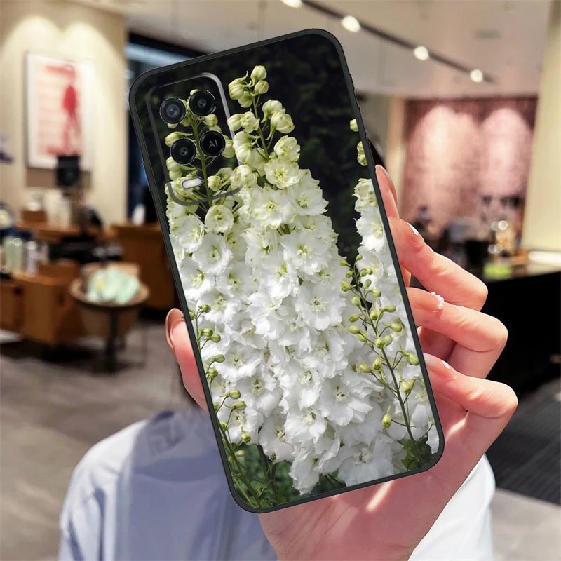 Чехол Blue Cornflowers Delphinium для Oppo A17 A77 A80 A40 A60 A98 A78 A18 A38 A58 A16 A76 A96 A74 A94 A54 A57S A15 Cover