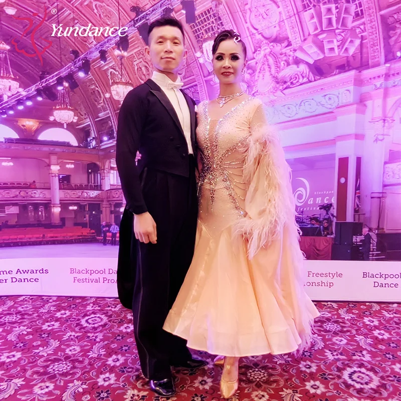 Женское шифоновое платье для бальных танцев элегантное бальное с перьями