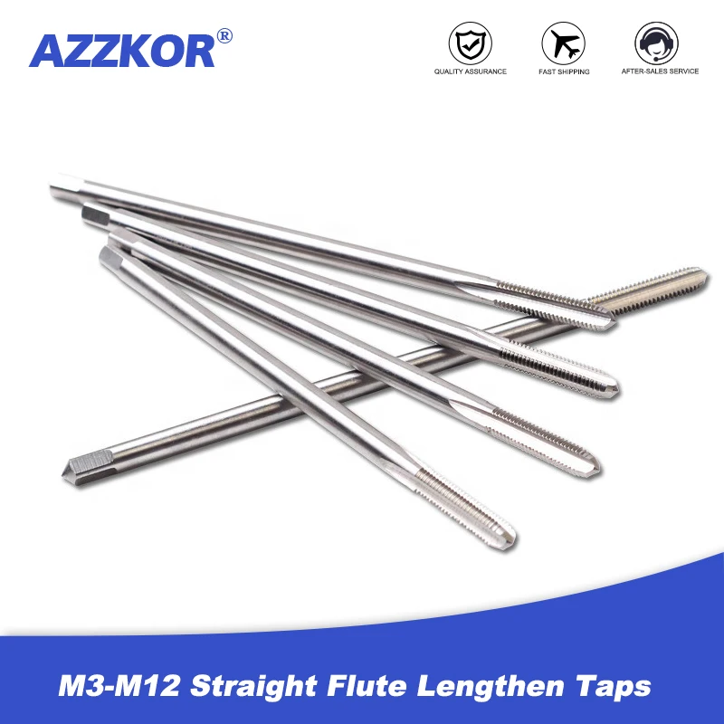 

Высокопрочные удлиненные краны с прямой флейтой, набор резьбовых кранов и штампов серебристого цвета для материала, краны из быстрорежущей стали