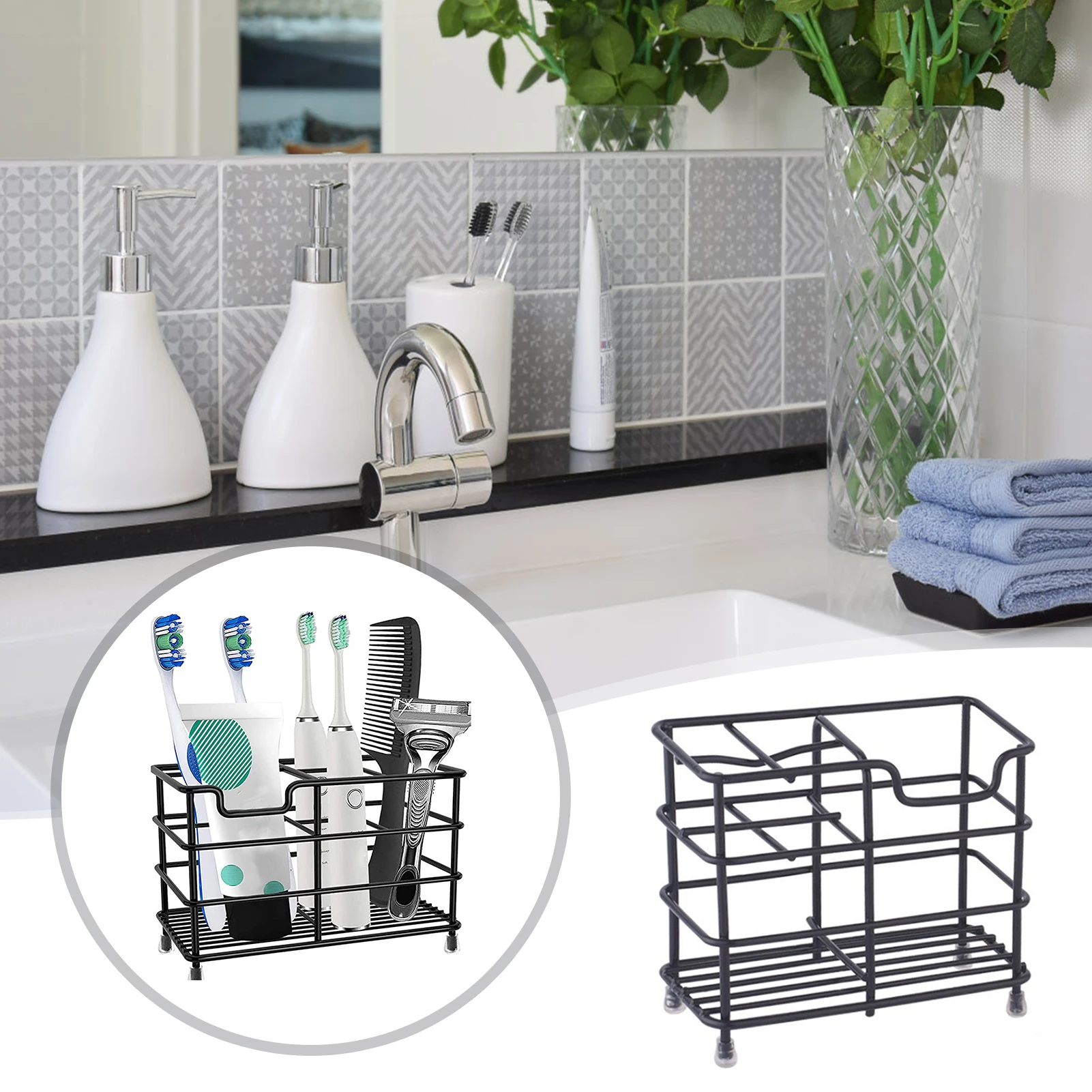 

Держатель для зубной щетки и пасты, из нержавеющей стали