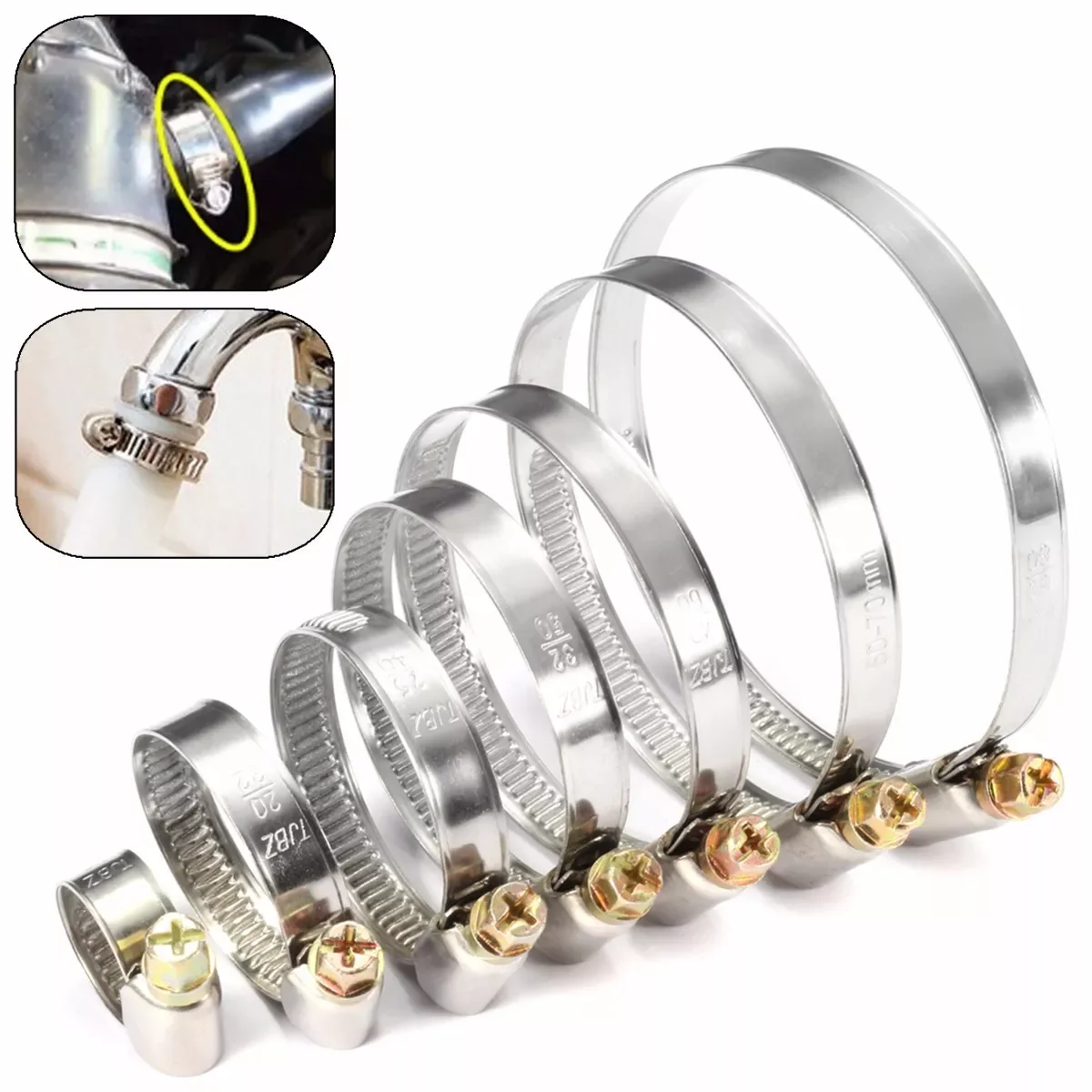 

5pcs Pipe Clamps Genuine Jubilee Stainless Steel Hose Clips Car Fuel Hose Pipe Clamps Worm Drive Durable Anti-oxidation