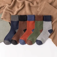 5 pairs autumn and winter hot thickened warm color matching men socks japanese retro men mid tube wool socks dropshipping