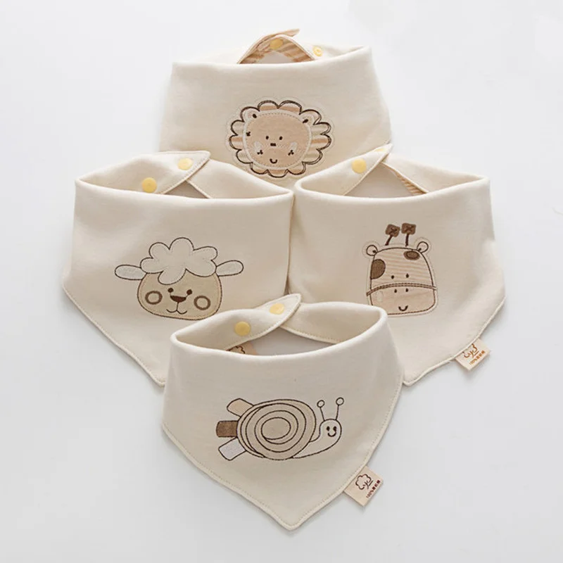 

Soft Cotton Baby Bibs for 0~2 Years Old Infant Boys Girls Neck Triangle Scarf Saliva Towel Newborn Cartoon Burp Cloth Snail Lion