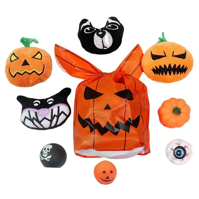

8 PCS Halloween Pet Toys Portable Plush Teehting Puppy Toys Reusable Interactive Squeaky Dog Toys For Home Pets Accessories