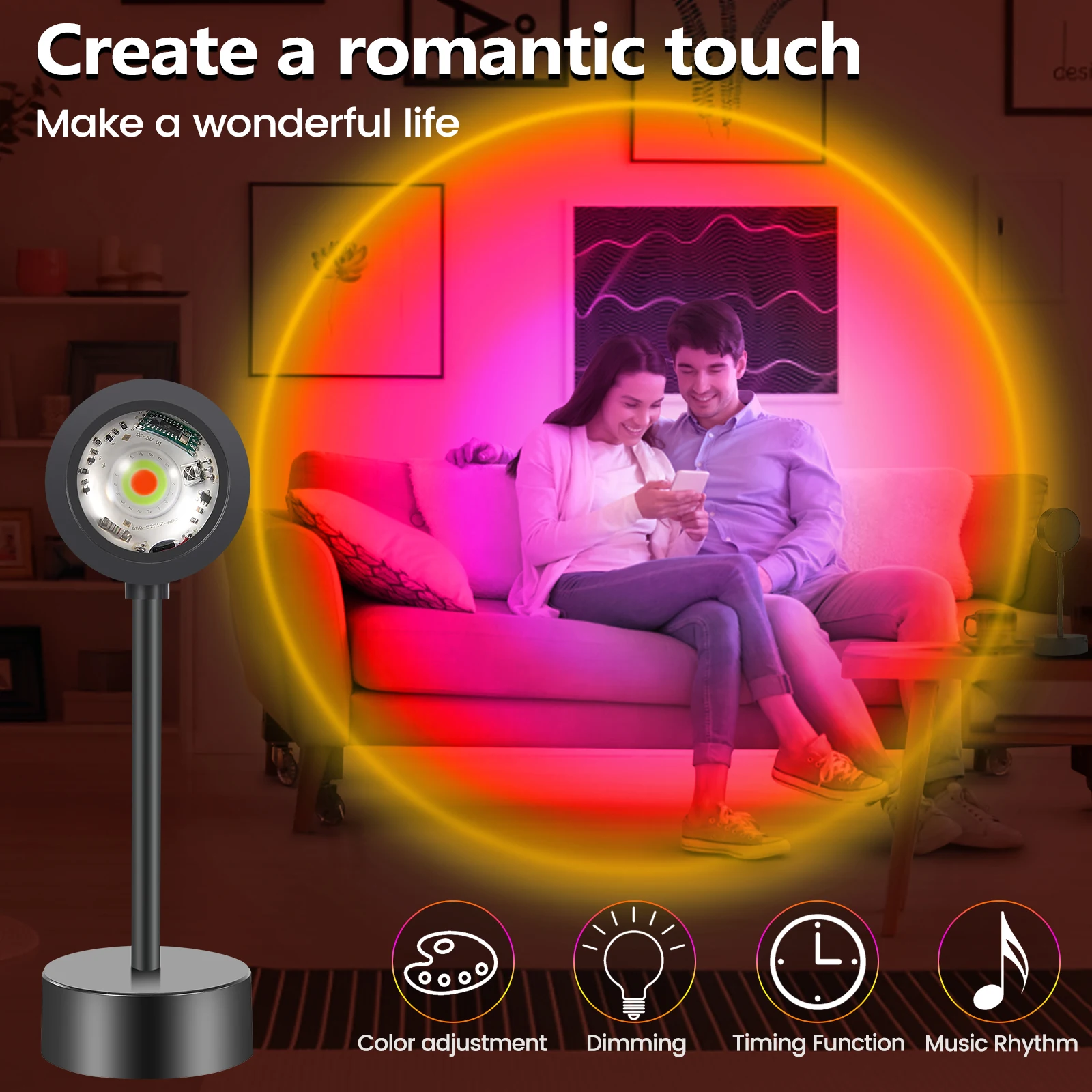 

Goodland LED Sunset Lamp Bluetooth Sunset Projection Lamp APP Remote Night Lamp Led Lights For Bedroom Decoration Background