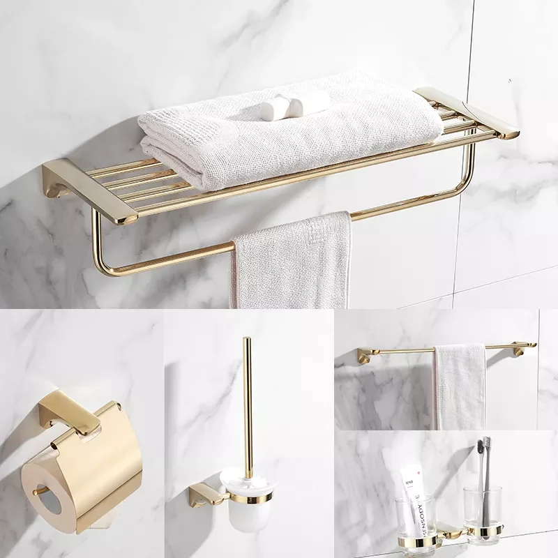 

NEW2023 Bathroom Accessories Paper Holder,Corner Shelf,Towel Rack,Toilet Brush Holder,Towel Holder Brass Gold Bathroom Hardware