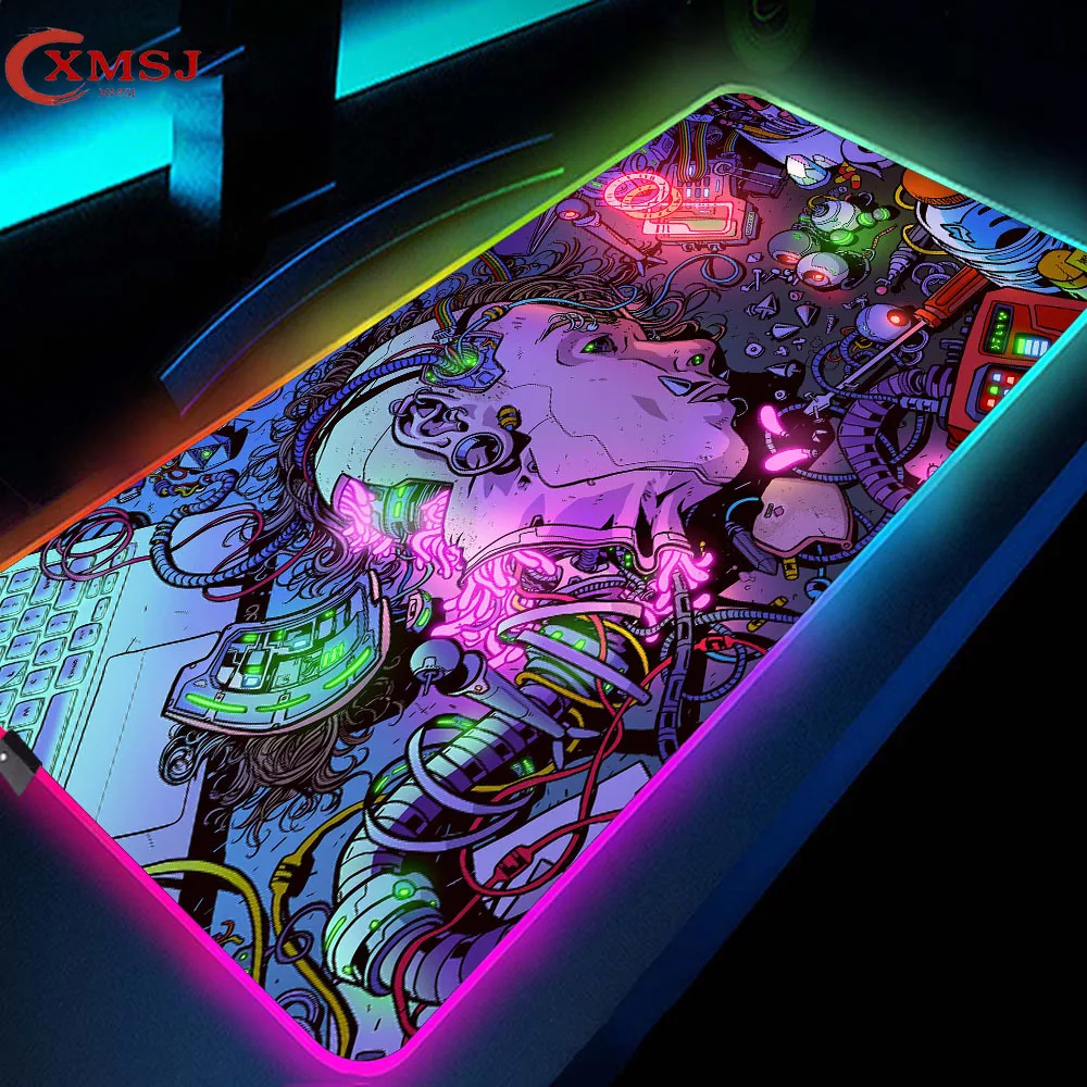 

new Fantasy Mechanical Mouse RGB Neon LED Large Gamer Computer Keyboard Mouse Pad Carpet Desk Pad Notebook Office Accessories XL