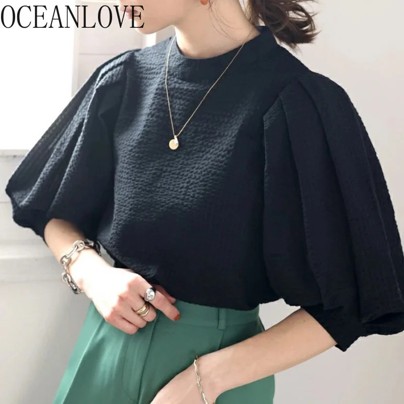 

Pu Sleeve Blouses Women Tops Spring Summer Japan Style Vintage Elegant Blusas Mujer Loose Stripes Shirts ashion