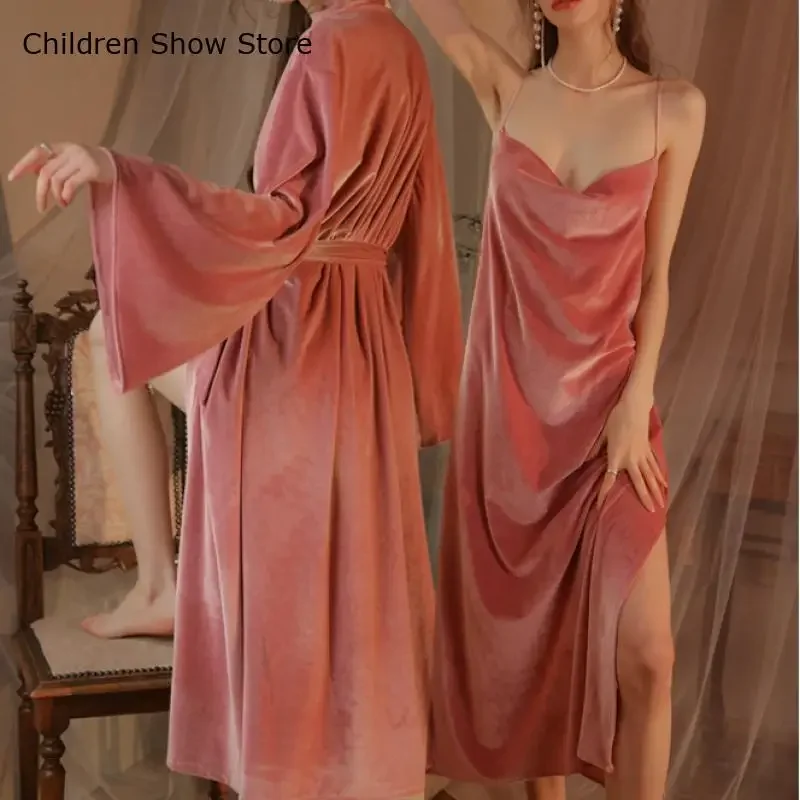 Женское свадебное платье Mornin осенне-зимнее новое кимоно теплый велюровый халат