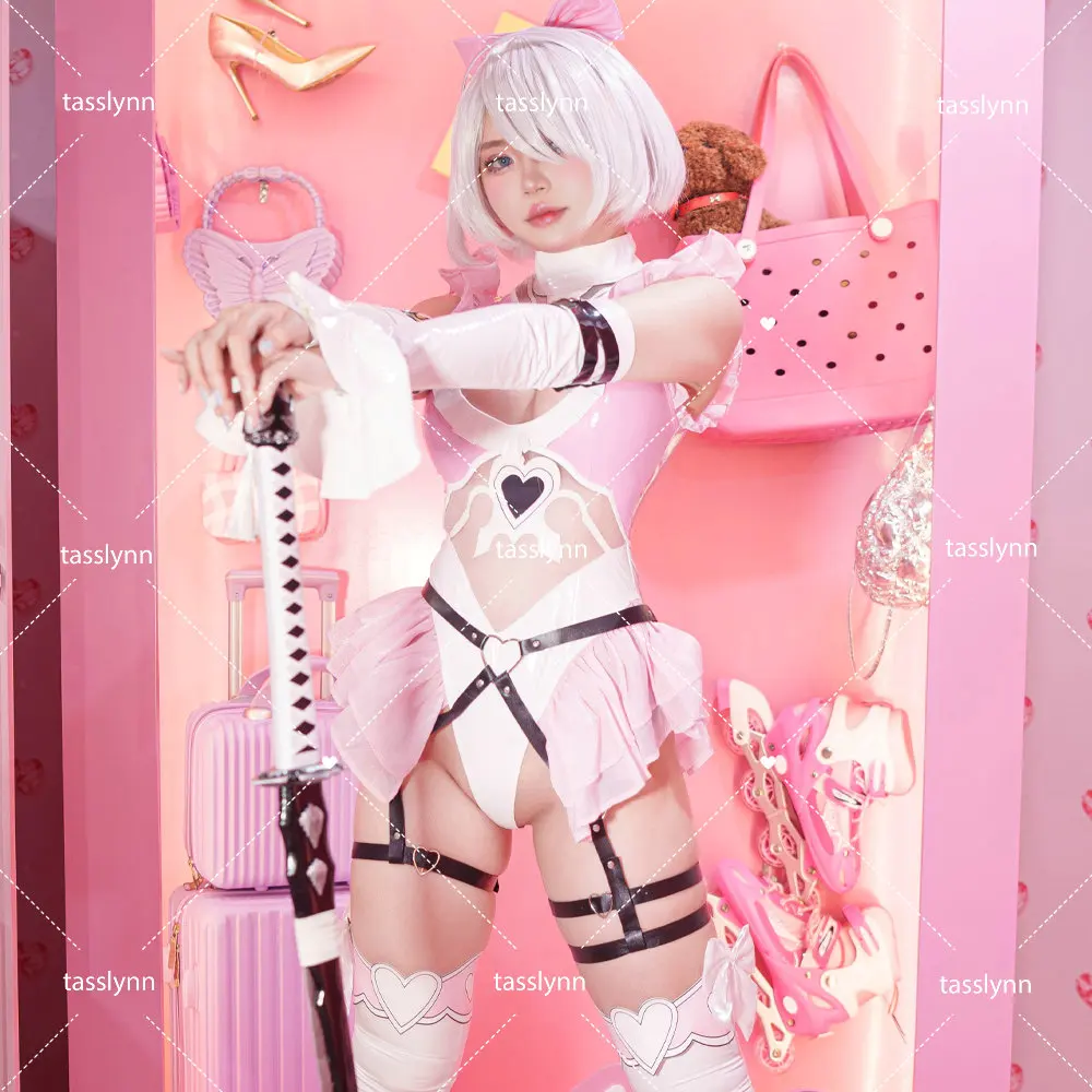 

Красный костюм для косплея Nier Automata Yorha 2B, свадебное платье Yorha 2B, костюмы для косплея, розовый костюм горничной на День святого Валентина