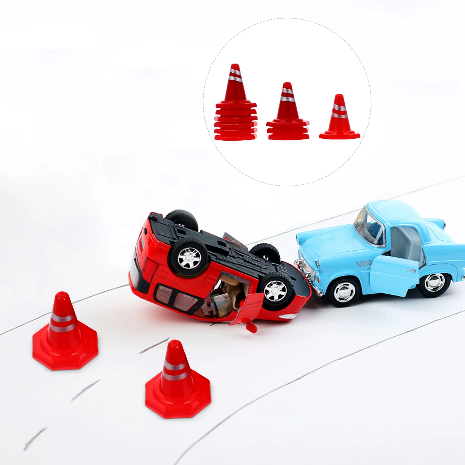 

10Pcs Traffic Roadblocks Simulation Sand Table Props DIY Road Cone Signs