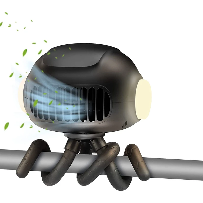 

Портативный вентилятор для детской коляски, 4000 мА · ч, перезаряжаемый вентилятор с подсветкой, 3-скоростной вентилятор на клипсе для детской...