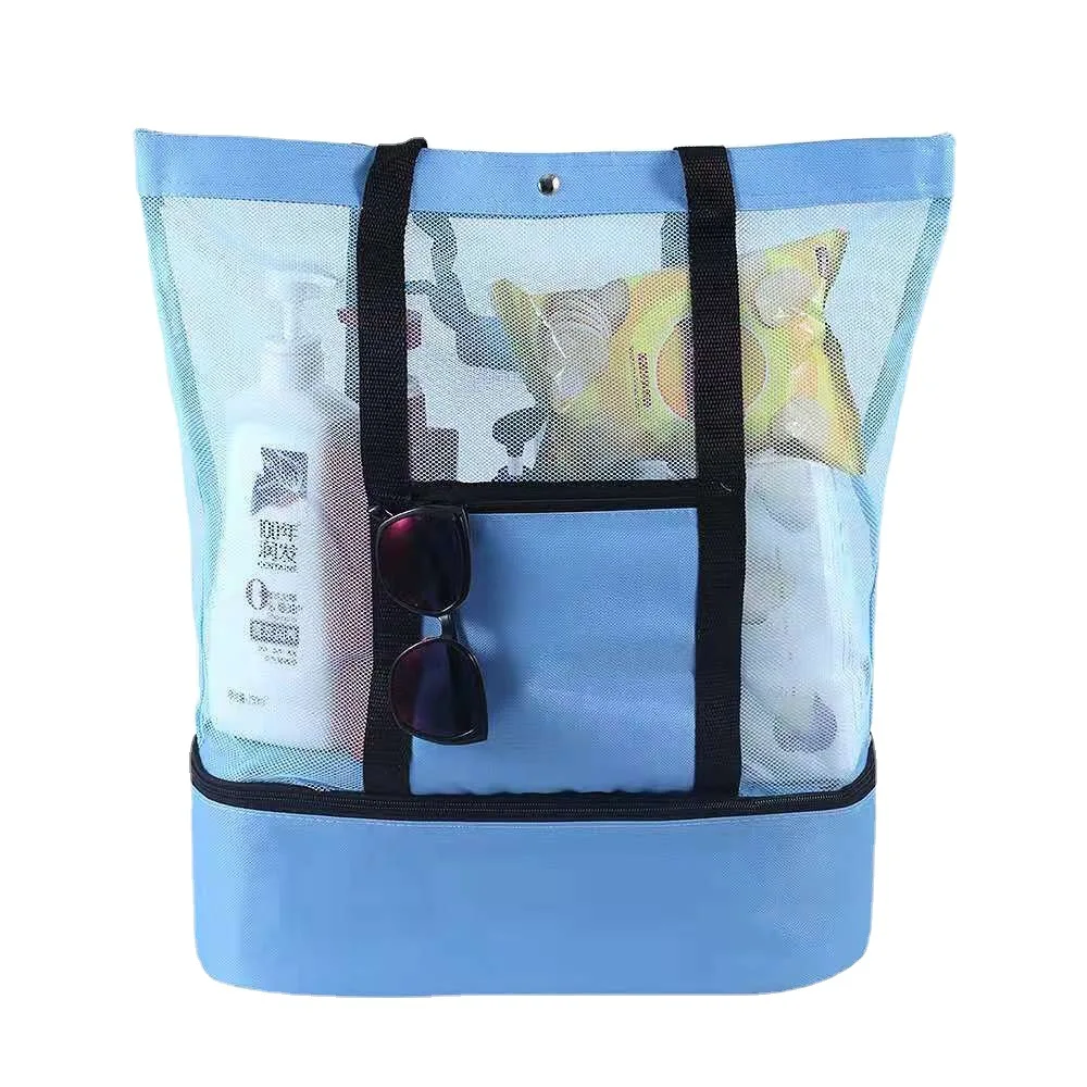 Mesh Beach Tote Bag Swimming Storage Bag With Detachable Beach Cooler MAX Capacity 34L 150lbs Ultra Durable For Family