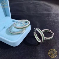 wuiha real 925 sterling silver 3ex vvs emerald yellow sapphire synthetic diamond hoop earrings for women gift drop shipping