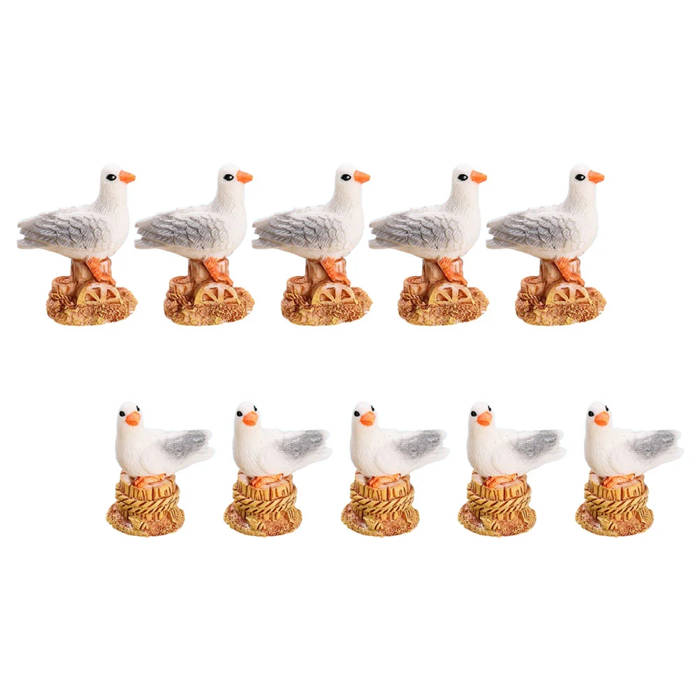 10 шт. фигурка птицы чайки смоляная статуя морской стиль декор для дома офиса сада