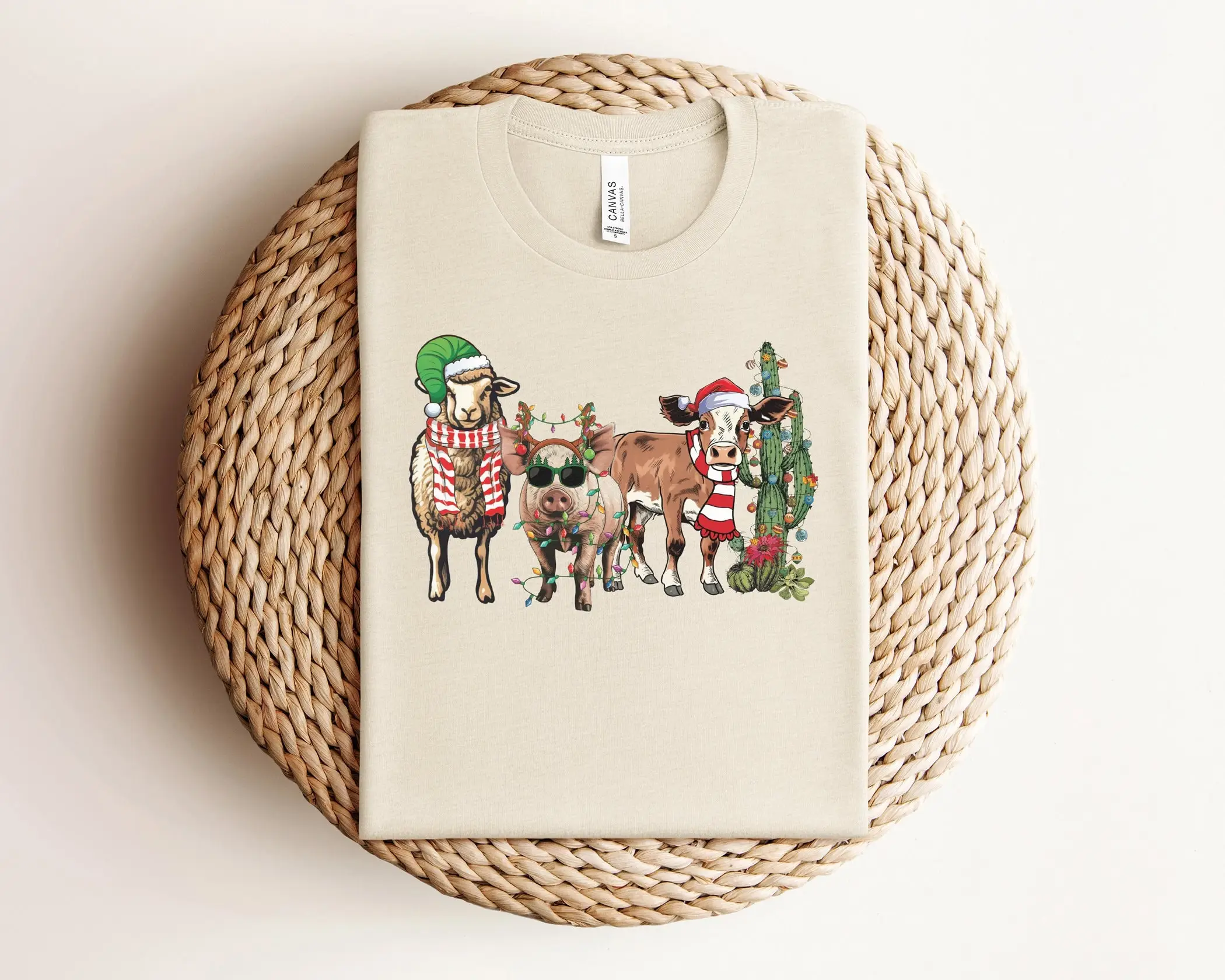 Рождественская футболка с сельскохозяйственными животными фермерское животное