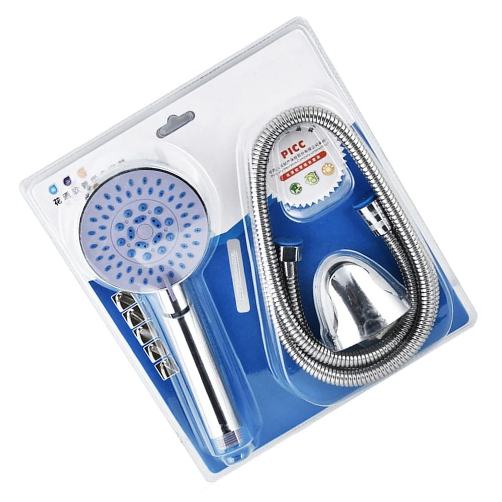 

3pcs set Universal Bathroom Hand Rainfall Shower Head Pressurized Hand-held Showerhead Hose and Base