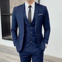 jacket vest pants boutique fashion mens casual business suit high end social formal suit set groom wedding m 4xl size
