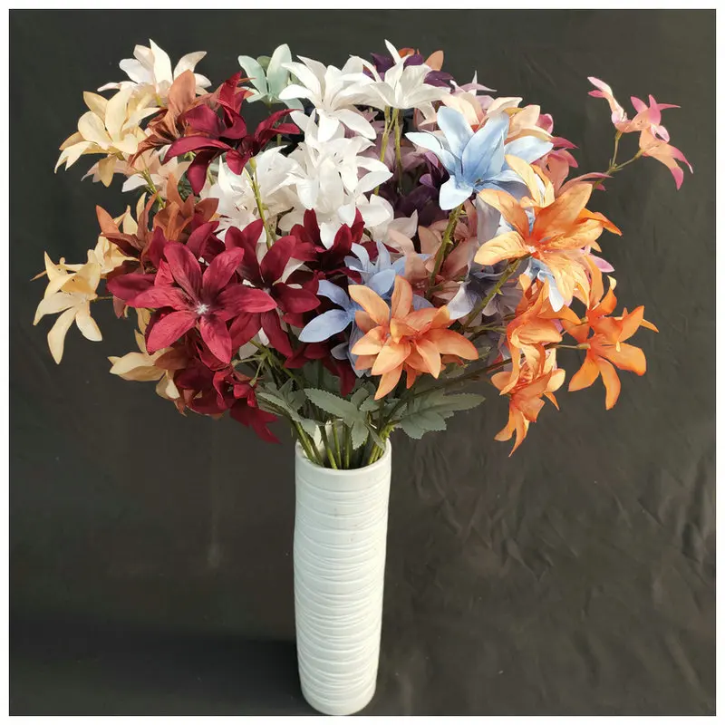 

5PCS Realistic Artificial Flowers Home Decor High-Quality Orchid Flores Artificias Wedding Decoration Table Kawaii Room Decor