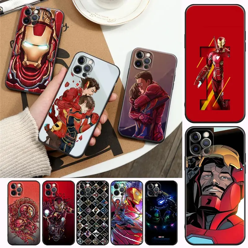 

Marvel Iron Man Phone Case for iPhone 14 13 Pro Max 12 11 8 7 SE XR XS Max 6 6s Plus Black Soft Cover Fundas Coques Shell Capa