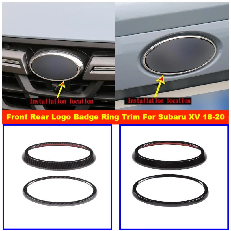 

2 PCS ABS Carbon Fiber Front Rear Car Logo Badge Ring Trim Decorative Cover For Subaru XV 2018-2022 Modification Accessories