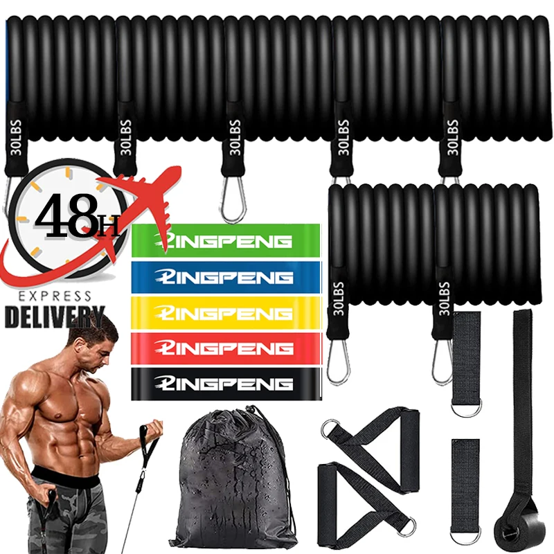 

Upgraded Resistance Bands Exercise Workout Bands Set With Door Anchor Handles Legs Ankle for Gym Work Out Bodybuilding