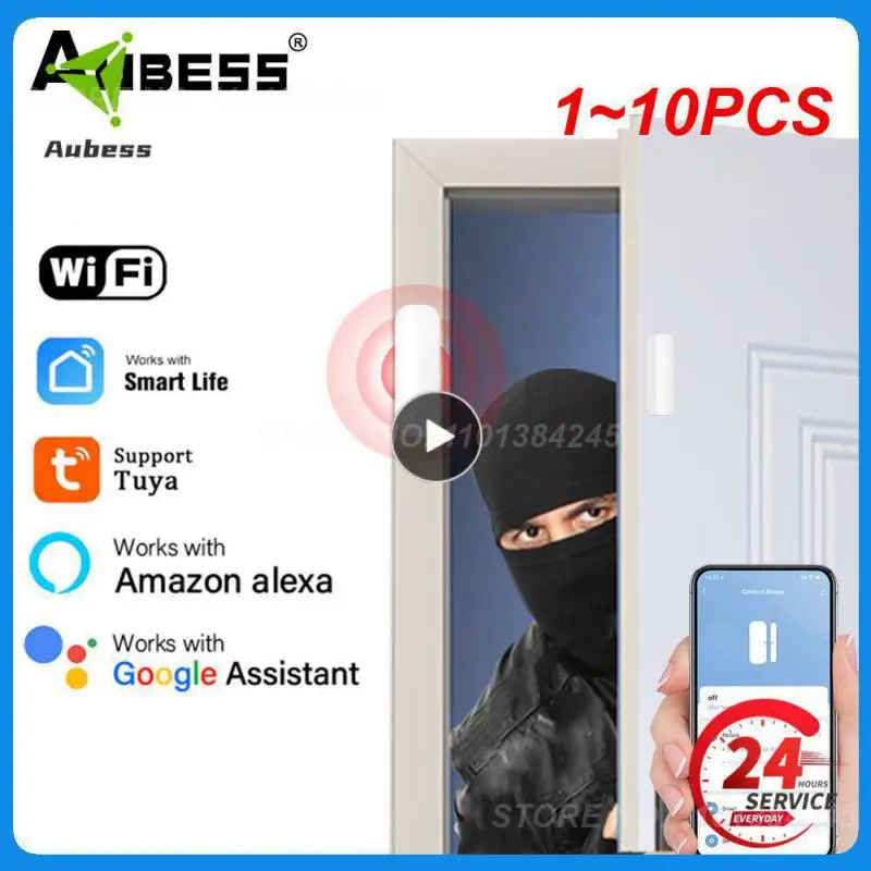 

1 ~ 10 шт. смарт-датчик двери Tuya WiFi, детекторы открытия и закрытия двери, система охранной сигнализации Smart Home, приложение Smart Life