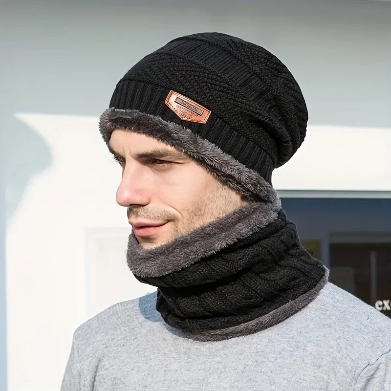 

1 комплект теплой одежды, шапка и шарф без козырька, лыжная маска для мужчин и женщин, подходит для зимнего использования на открытом воздухе