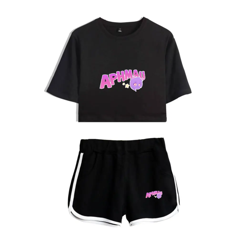 

Women Clothes New Aphmau Logo Merch T-shirt Women Girl Sets Sexy Short Tops+shorts Elastic Waist Suit Two Piece Set T shirt