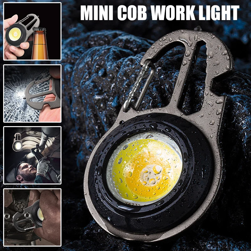 

Mini LED Flashlight Keychain USB Rechargeable COB Work Lamp Built-in Magnet/Bottle Opene/Screw Tool For Outdoor Emergency Lamp