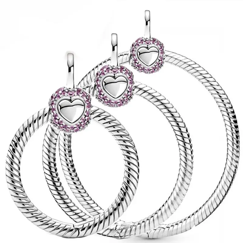 

Moments Small Medium & Large Pave Pink With Crystal Pendant Bead 925 Sterling Silver Charm Fit Europe Bracelet Jewelry