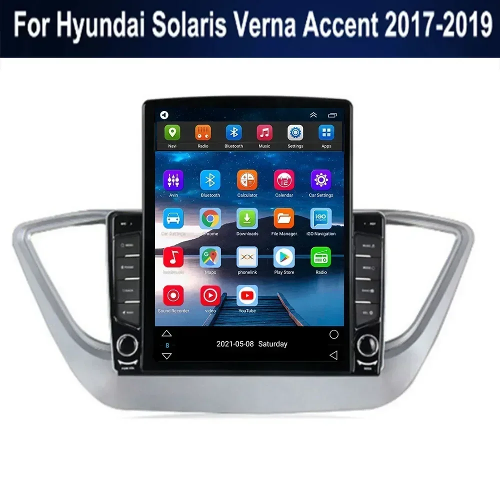 For Hyundai Solaris Verna Accent 2017 2018 2019 2023 to 2035 Tesla Type Android Car Radio Multimedia Video Player Navigation GPS