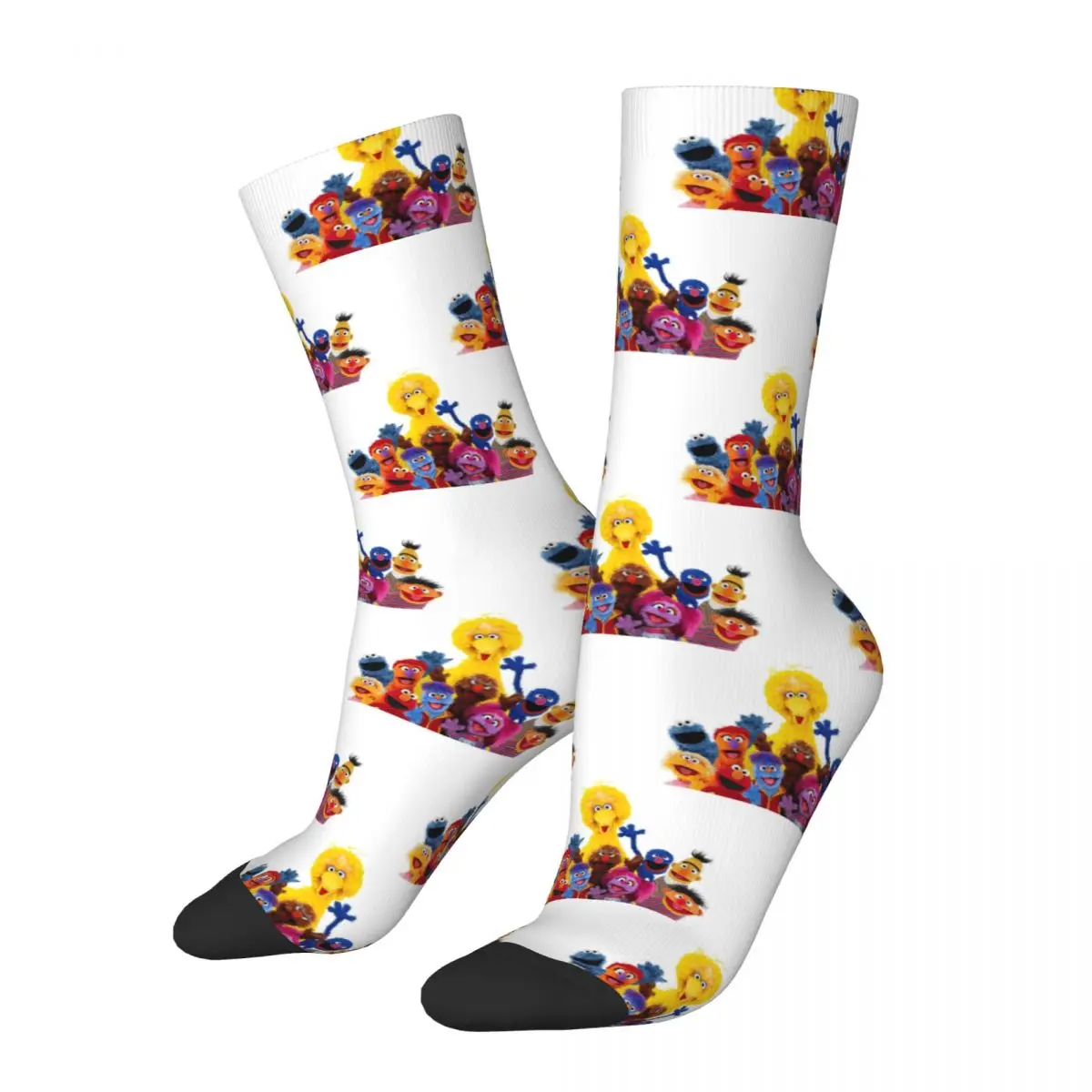 

Hip-hop Sesame Street TV Cute Cartoon Basketball Socks Polyester Middle Tube Socks for Women Men Sweat Absorbing