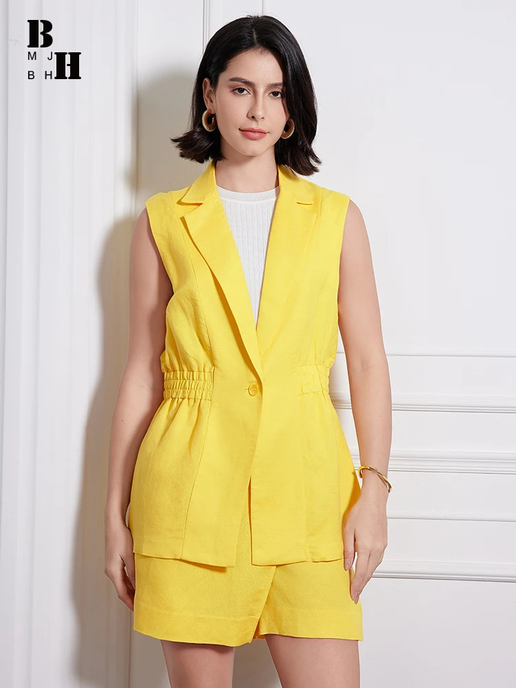 Деловой желтый стиль женские топы из хлопка и льна официальный простой офисный