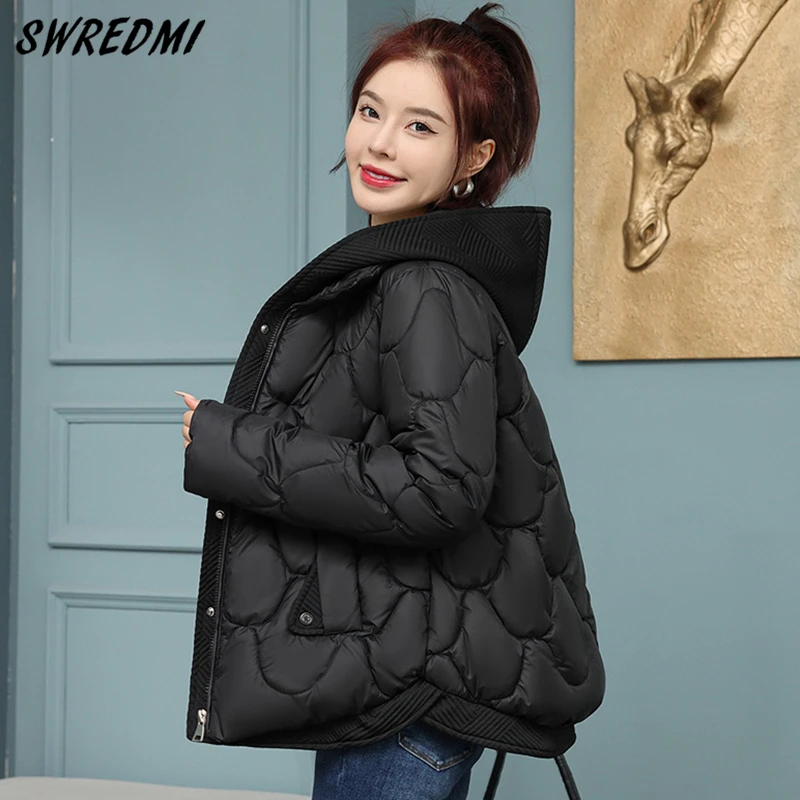 

Hooded Parkas Woman Winter Warm Jacket Casual Loose Coats Female S-3XL Clothing For Students Solid SWREDMI