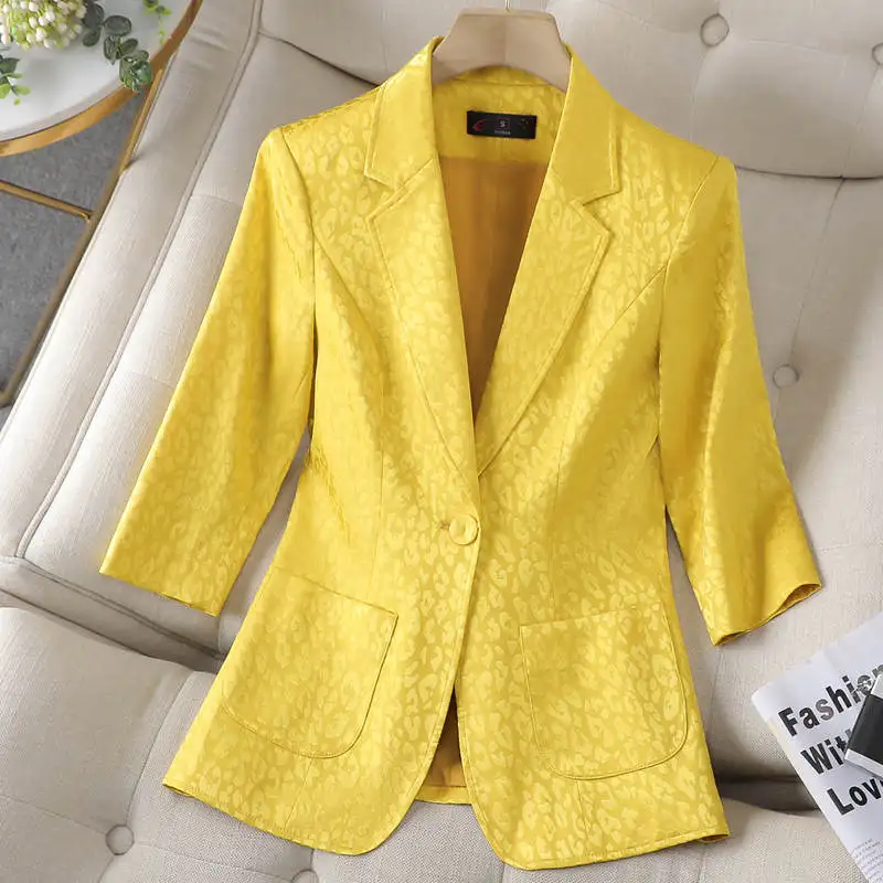 Quality Spring Summer Women's Korean Fashion Elegant Loose Medium Sleeve Jacket Office Leisure Blazer Thin Cardigan Coat Top 4XL