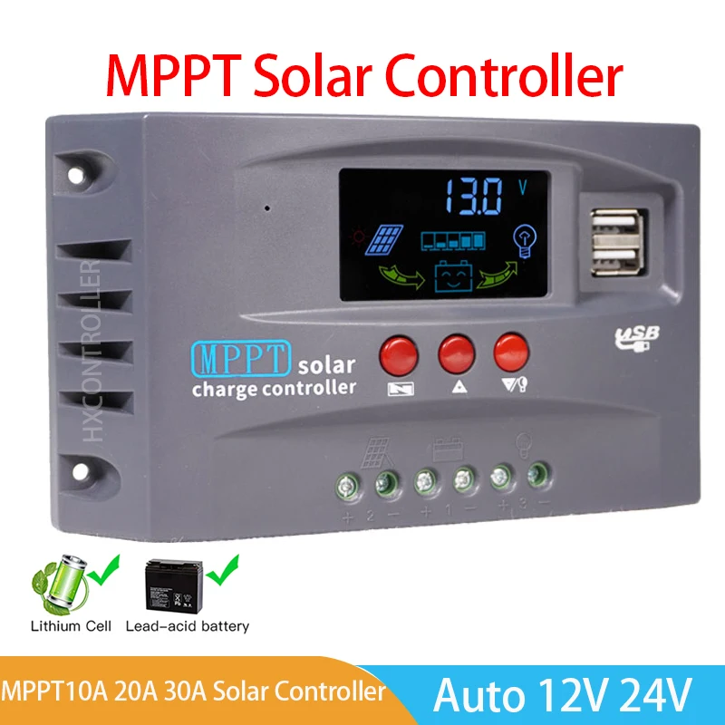 

12V 24V MPPT Solar Charge Controller 10A 20A 30A PWM Solar Panel Regulator Lithium Lifepo4 Charging For 100W 200W 300W 400W PV