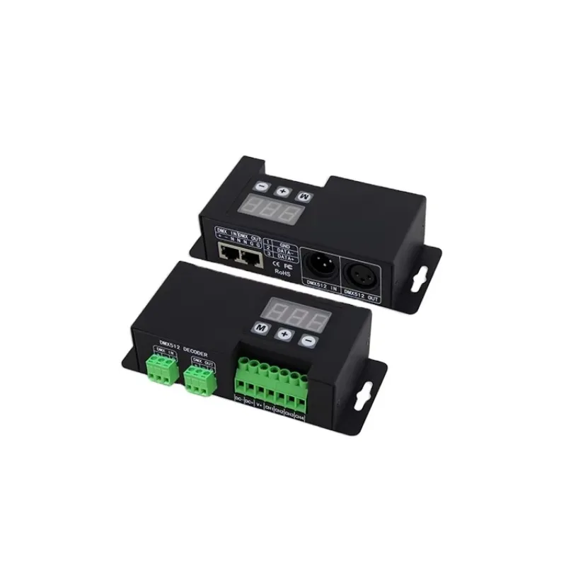 Фото Bincolor BC‑854‑CC 4-канальный RGBW DMX512 LED-декодер, контроллер постоянного тока 350 мА 700 мА с разъемами XLR‑3P и RJ45. №2