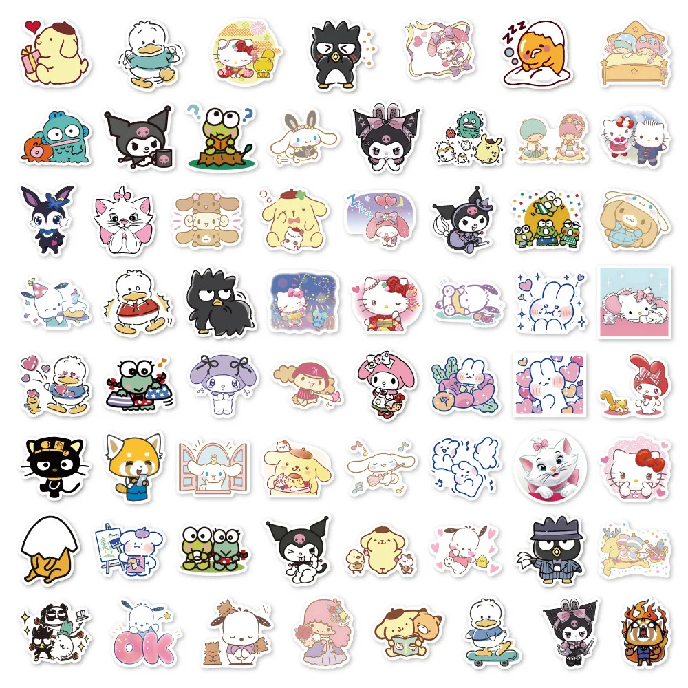 10/30/60/125pcs Cute Sanrio Hello Kitty Kuromi My Melody Cartoon Stickers Aesthetic Decal Laptop Scrapbook Phone Kawaii Sticker images - 6