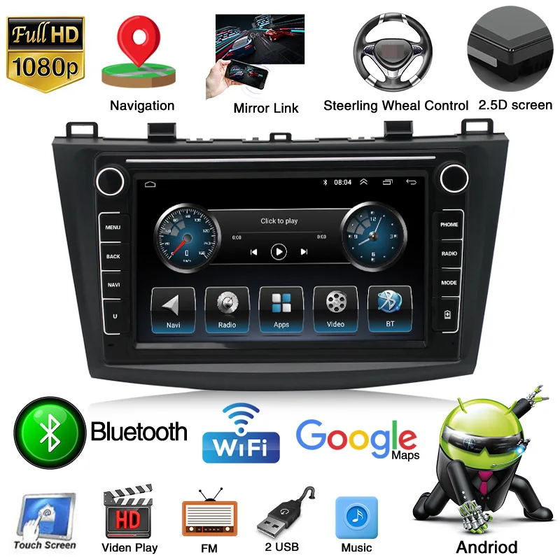 

Smart Android Big Screen 2 Din Car DVD Player With Buttons For 11-19 Mazda 3-star Cheng Car MP5 DVD Multiple Languages