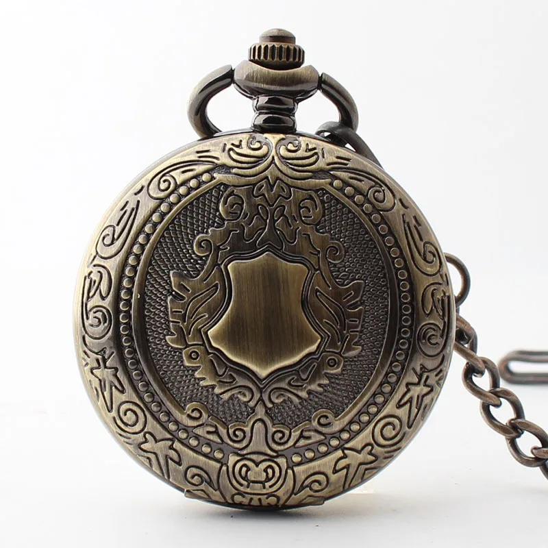 Shield Vintage Classic Pocket Watch Mechanical Automatic Half Hunter Antique Steampunk Necklace Pendant Clock Mens Fob Watches